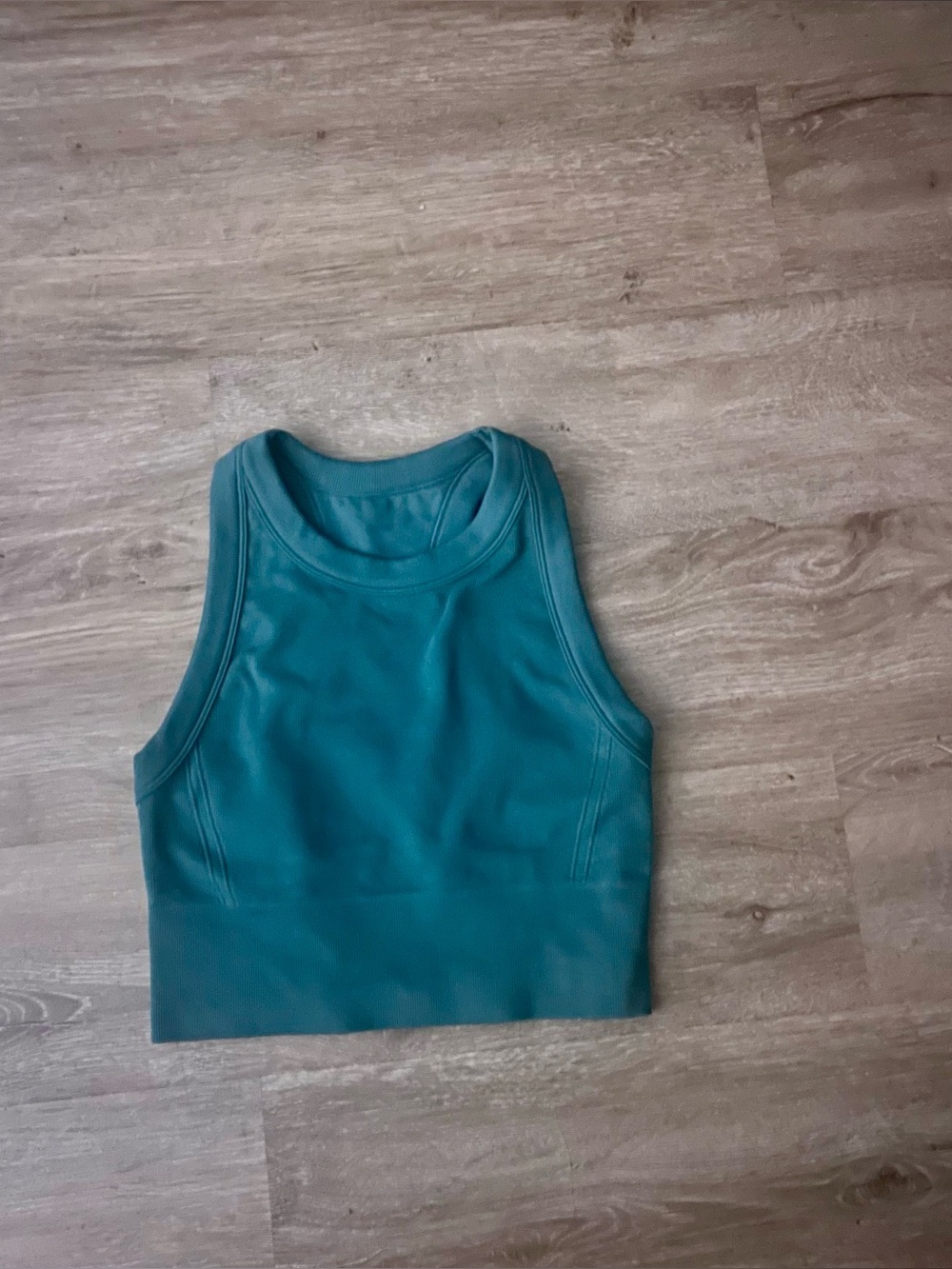 DSG High Neck Ribbed Seamless Brami Bra Crop Top Teal Green Small